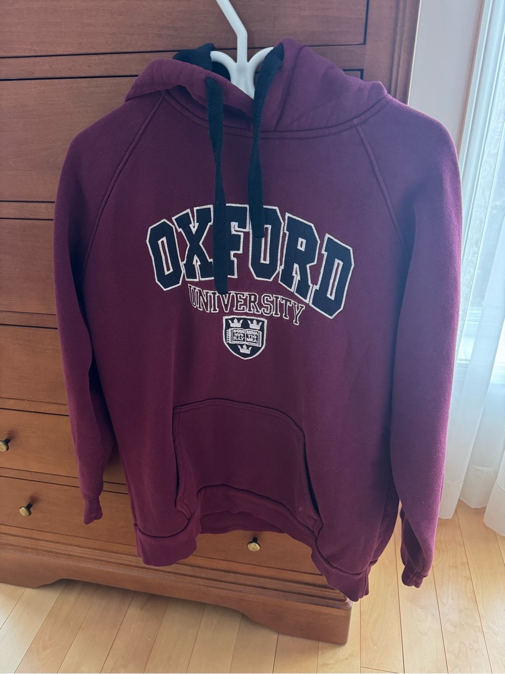Unisex Oxford University Burgundy Hoodie Sweatshirt (L)